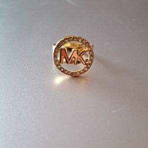 Michael Kors Gold and Crystal Logo Ring